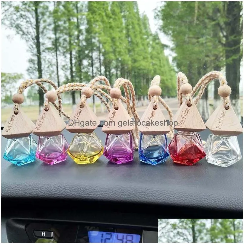 diamond car perfume bottles pendant empty-bottle air freshener fragrance diffuser emptys glass-bottle portable pendant ornament