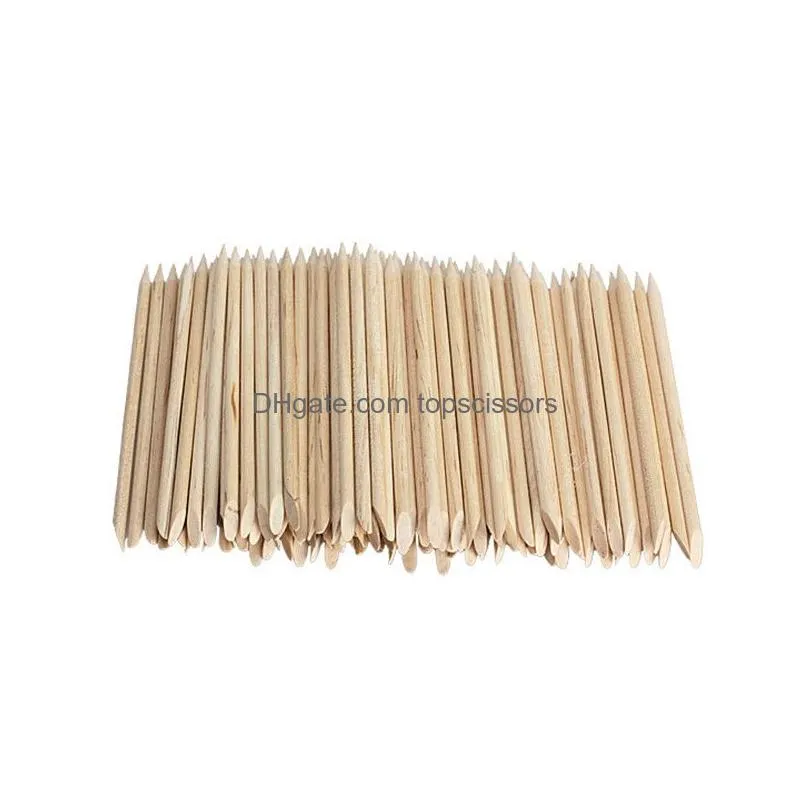 100pcs/pack nail art orange wood stick cuticle pusher remover for manicures beauty tools