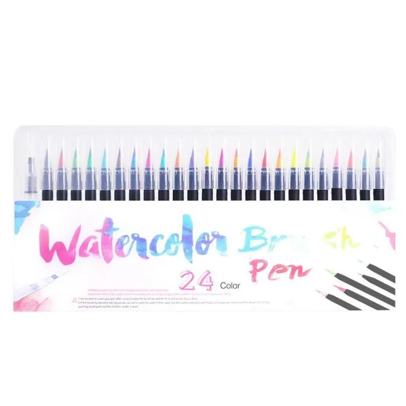 soft head watercolor pen 24 color pen set childrens painting watercolor comics writing pen soft brush can be washed students present