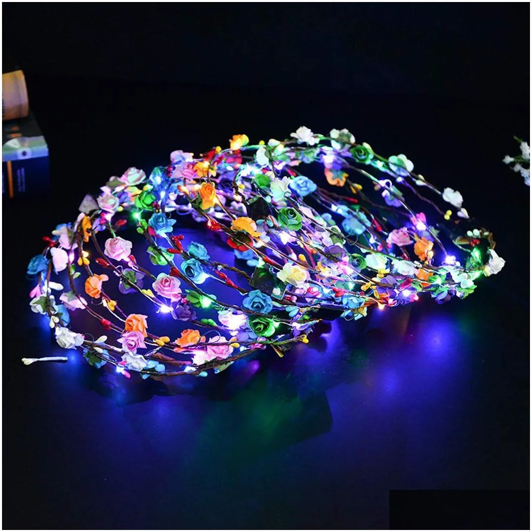 glowcrown led flower headband - fiber optic party headdress for halloween christmas birthday parties