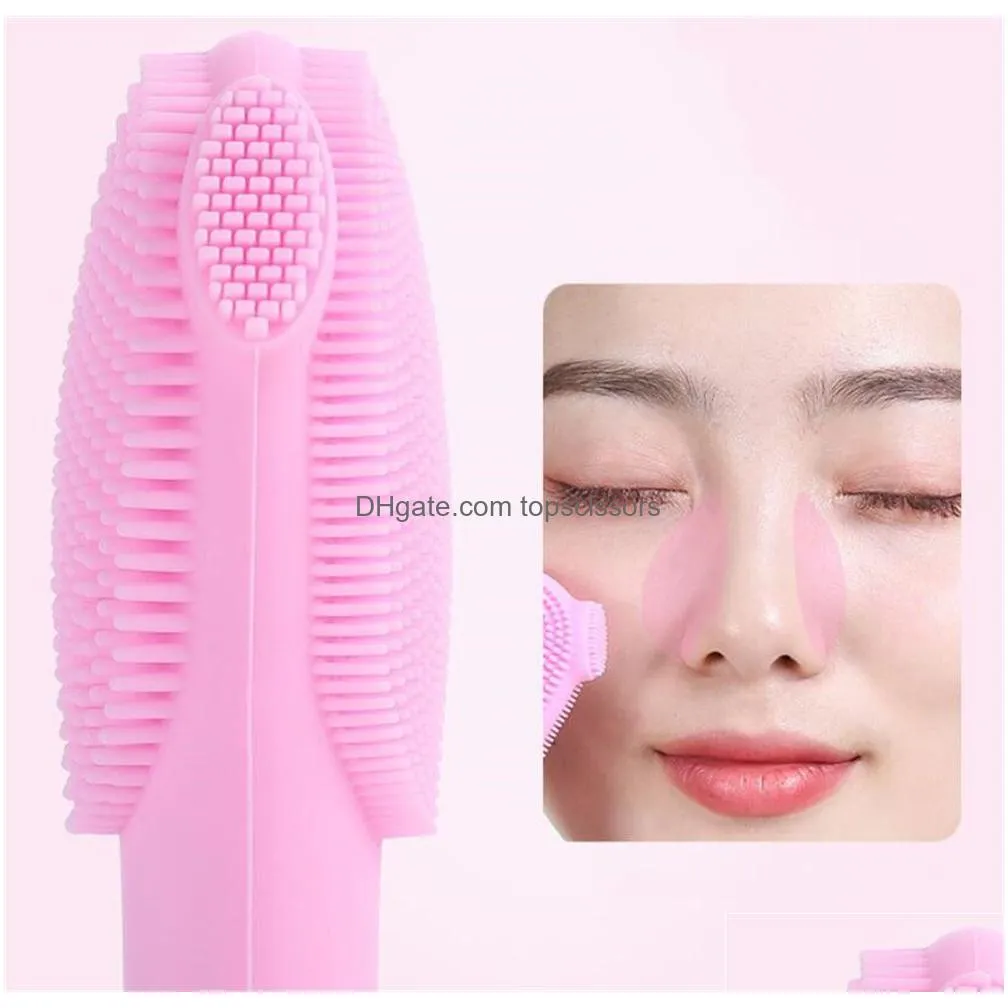 wholesale usb face cleaner facial cleansing brush double sided silicone handle massager electric deep pores cleaning makeup remover