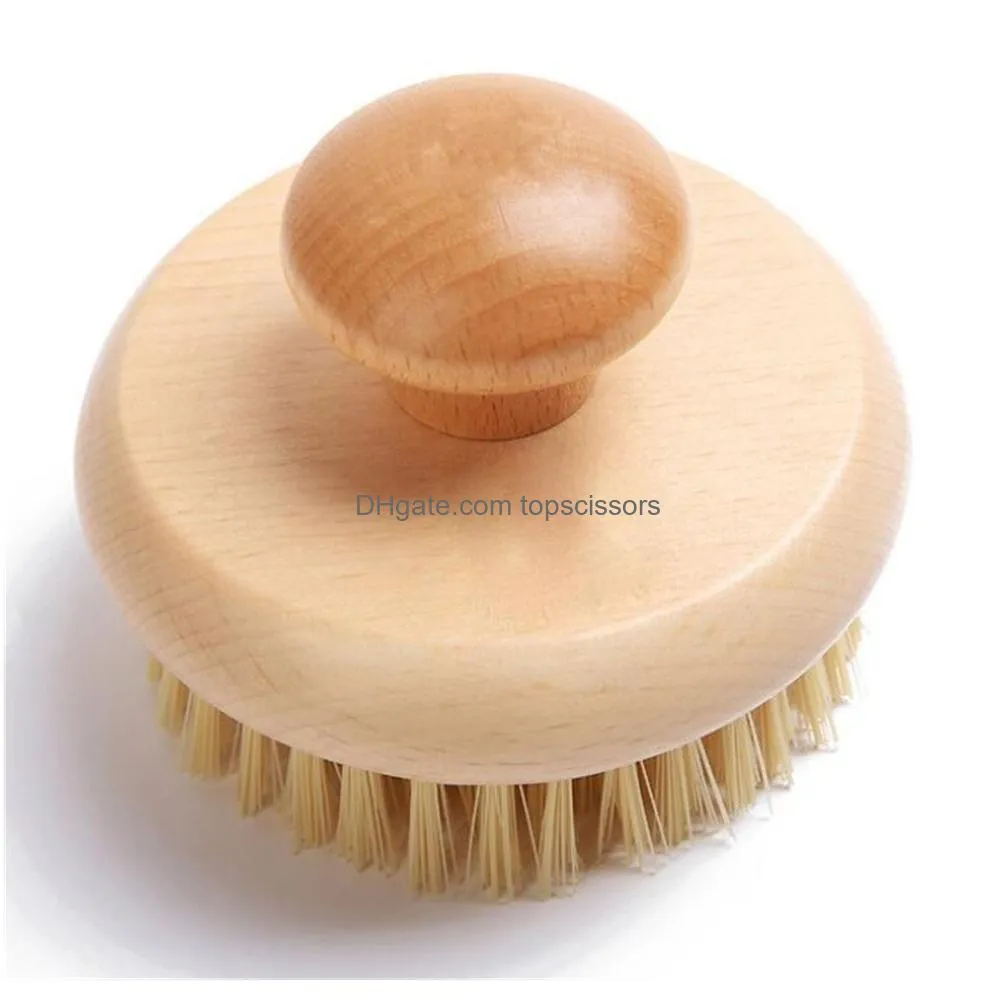 wholesale body brush dry brushing shower brushes wet or spa wood handle scrubber for massage exfoliate