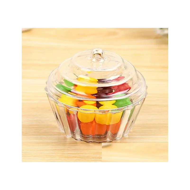 partyjoy clear plastic cake stand and treat box - versatile wedding and birthday container for sweets candies cupcakes more - includes gift wrap for christmas and other
