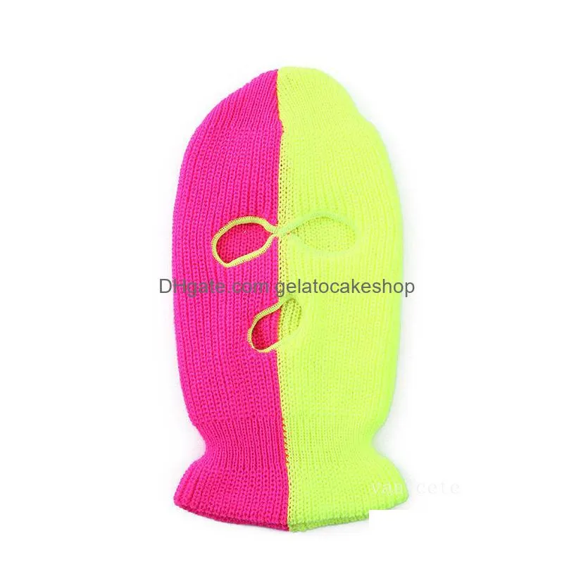 designer masks warm three hole two color knitted hat men and women net red hat neck guard riding hats in autumn and winter lt116