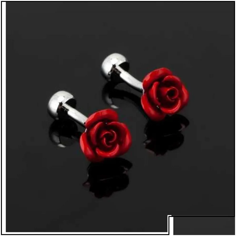 cuff links luxury fashion red rose cufflink for mens women vintage antique france shirt cuff links men jewelry drop delivery dhgarden