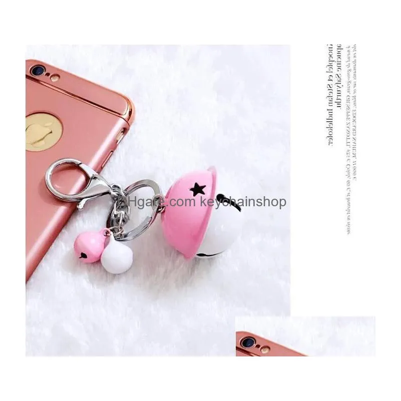 creative alloy candy color bell keychains diy mobile phone case accessories multi color couple bag pendant