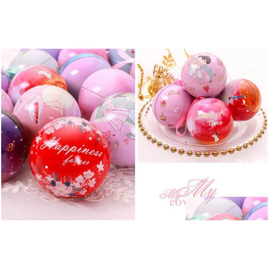 wedding candy box spherical wedding tinplate candy box round personality creative wedding gift box european knot selling