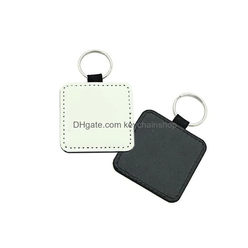 wholesale blank keychain sublimation pu leather keychains diy craft key chain gift heat transfer keyring