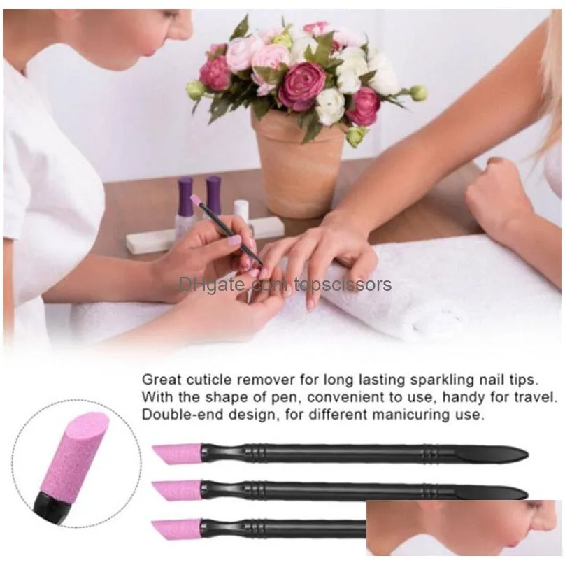 double-end quartz nail cuticle remover washable dead skin pusher trimmer manicure nail art tool xb1