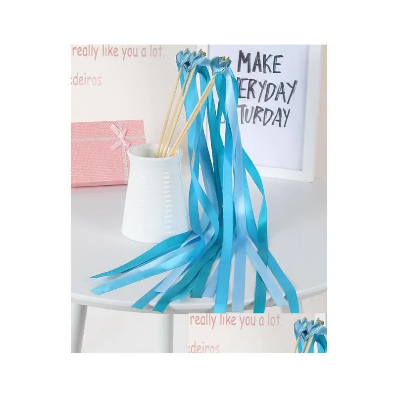 enchanted wishes fairy wand - lace ribbon streamers with bells and confetti for weddings and parties