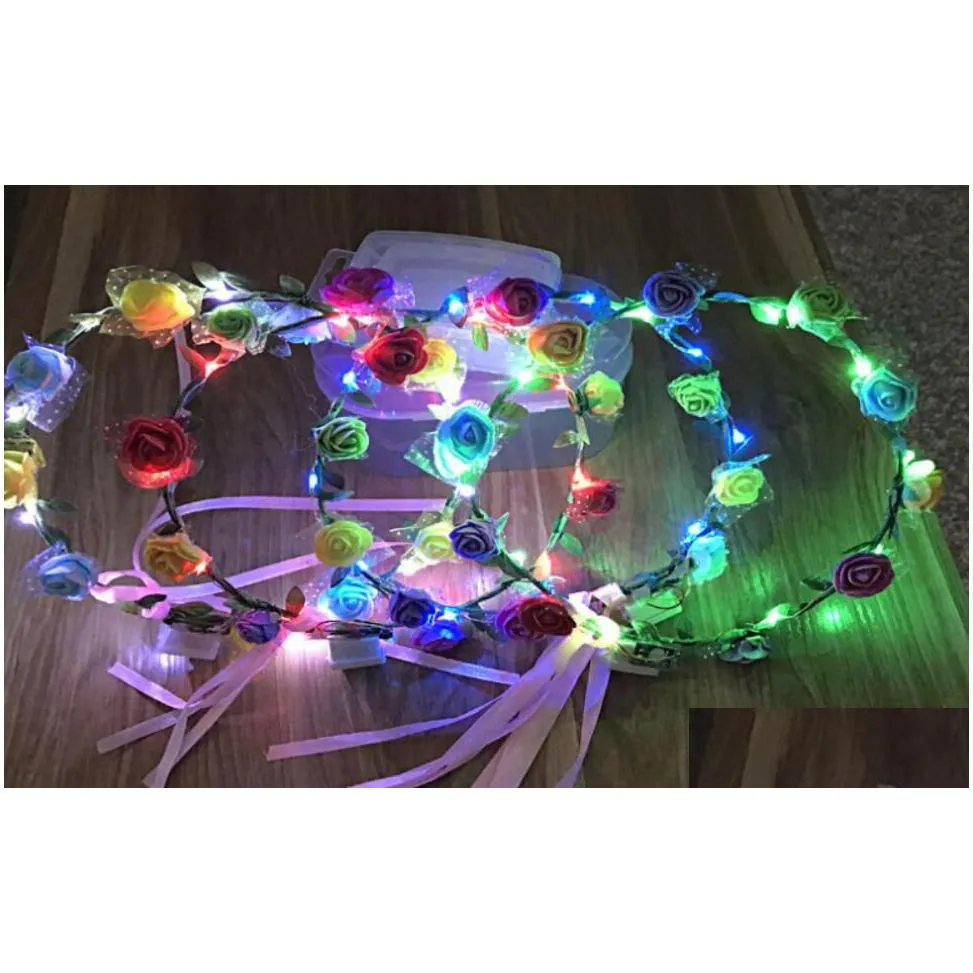 flower crown led party glasses flashing neon eyewear for weddings birthdays concerts