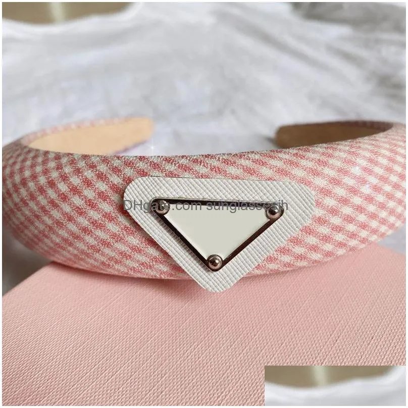 colorful charming jewelry woman designer headband for womens washing face cute hairbands letters triangle tag fashion accessories headband non slip zb043