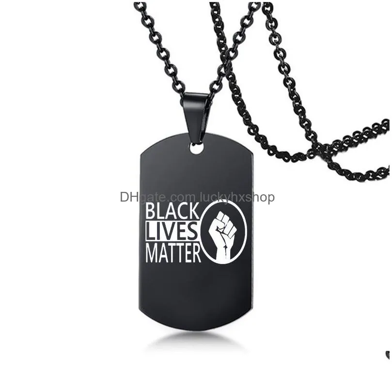 blm statement necklace military-inspired hip-hop stainless steel pendant for fashionable protesters