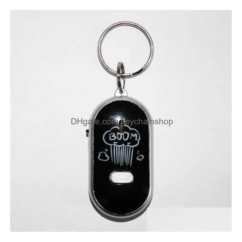 13 colors anti lost led key finder locator keychain voice sound whistle control locators keychains torch whistles keyring