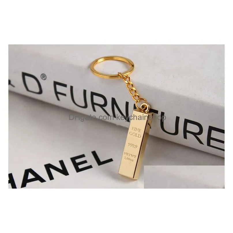 the gold brick shaped key chain pure gold 9999 purity key ring simulation of gold creative small gift