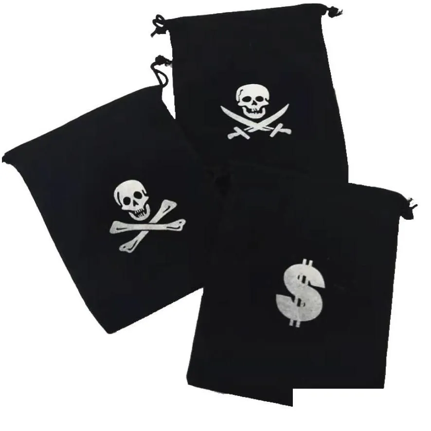 partymate pirate drawstring bag gold coin gem wrap for halloween party cosplay costume accessory decoration.