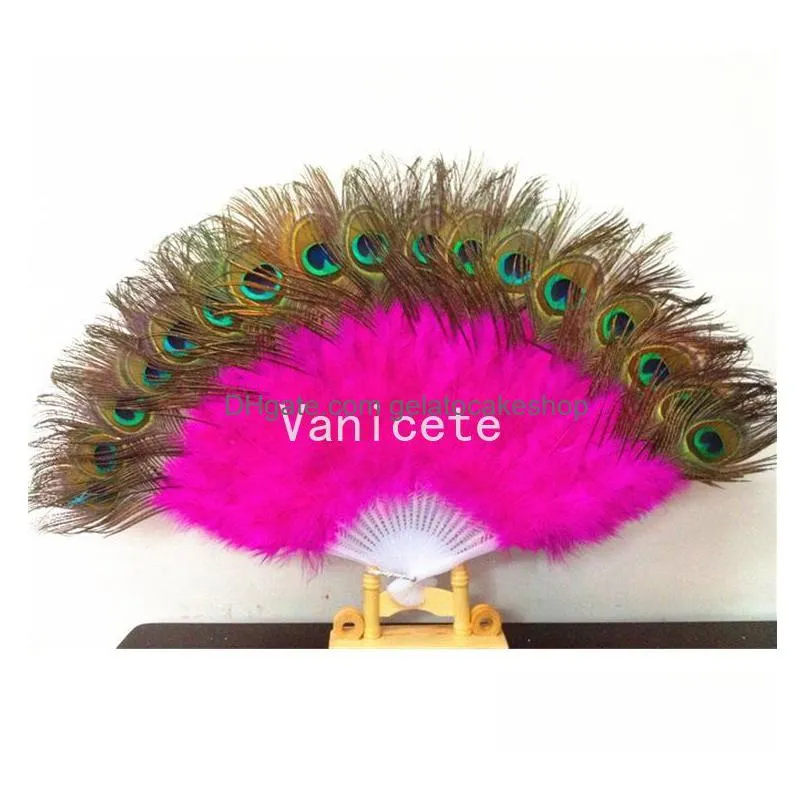 party favor peacock feather hand fan dancing bridal party supply decor chinese style classical dance fans for partysupplies lt148