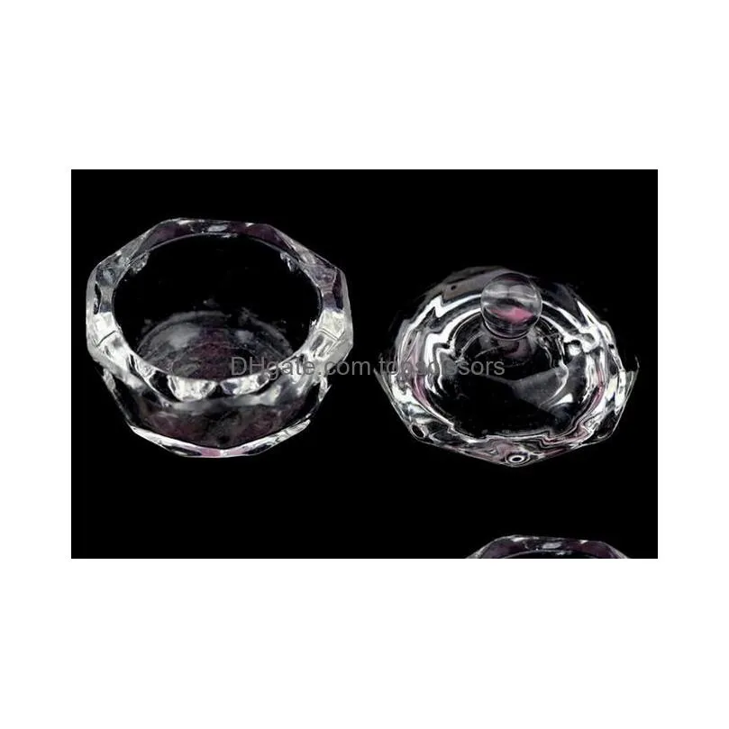 nail art crystal glass dappen dish bowl cup with lid liquid glitter powder caviar nail tools