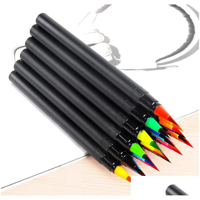 soft head watercolor pen 24 color pen set childrens painting watercolor comics writing pen soft brush can be washed students present