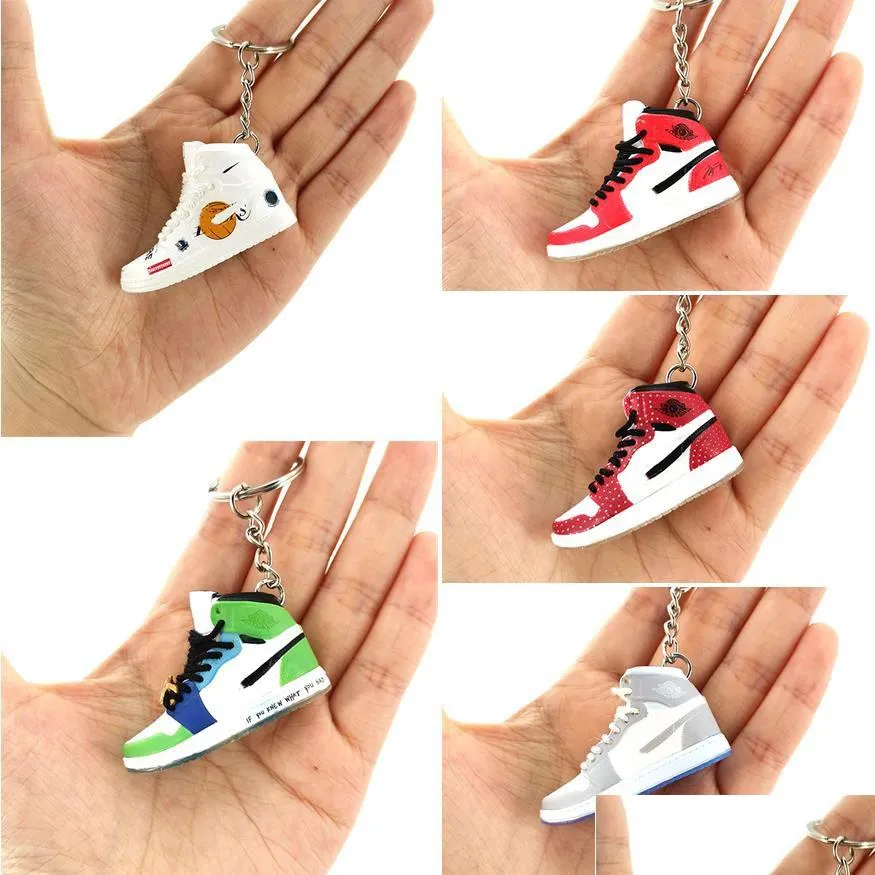designer crystal sole shoes keychain trend 3d stereo mini basketball shoes hollow sneaker bag pendant