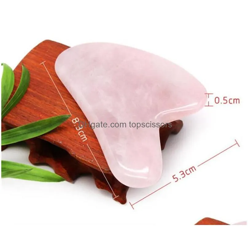 new health rose quartz jade guasha board natural stone scraper chinese gua sha tools for face neck back body acupuncture pressure