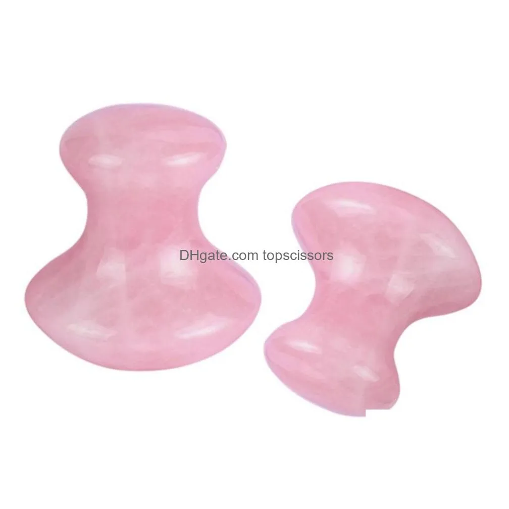 massage stones rocks natural rose quartz green aventurine mushroom shape gua sha guasha scraping tool board for spa relaxing