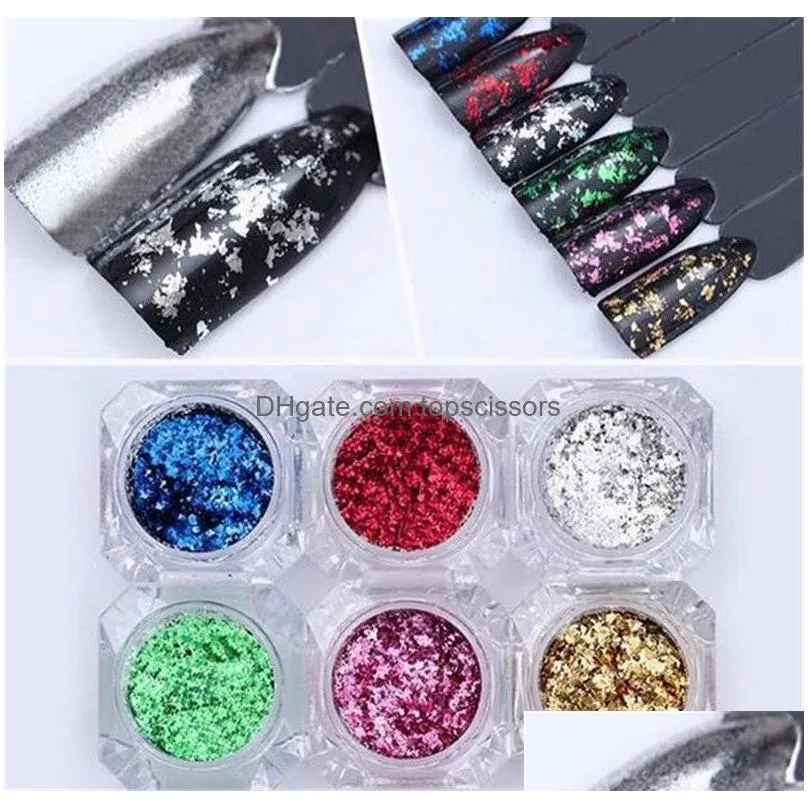 magic mirror chameleon glitter nail flakes sequins powder gold silver red irregular paillette manicure nail decoration xb1