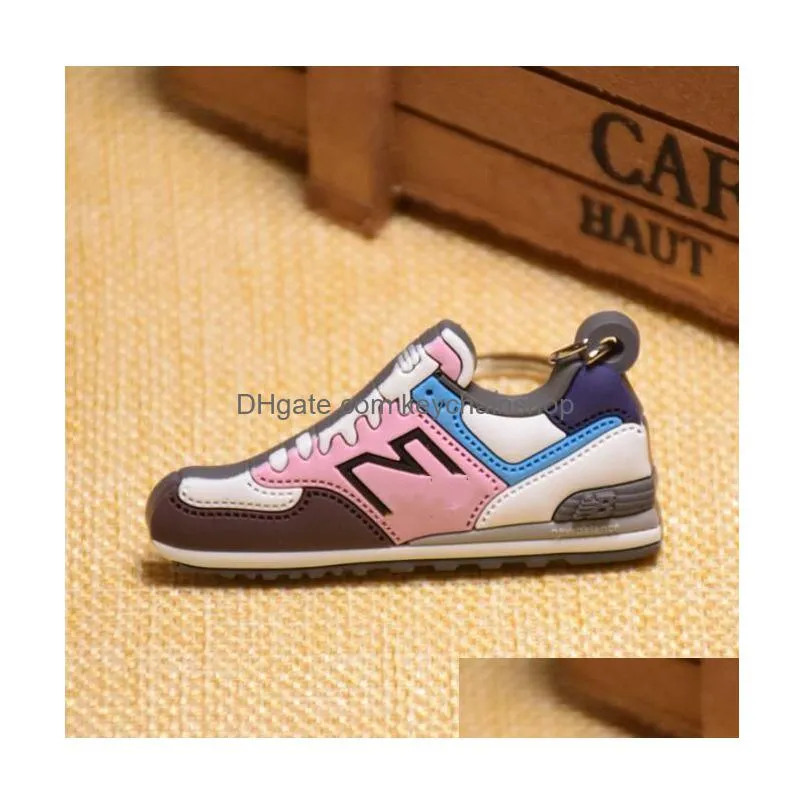 22 colors mix gradient ramp nb shoe keychains coral reef 2d pvc sports shoes keychain for mens boy car keyring decoration
