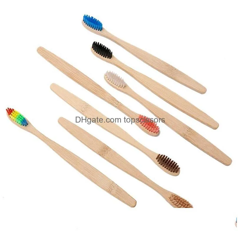 toothbrush natural bamboo handle rainbow whitening soft bristle bamboo toothbrush eco-friendly tooth teeth brush oral care xb1