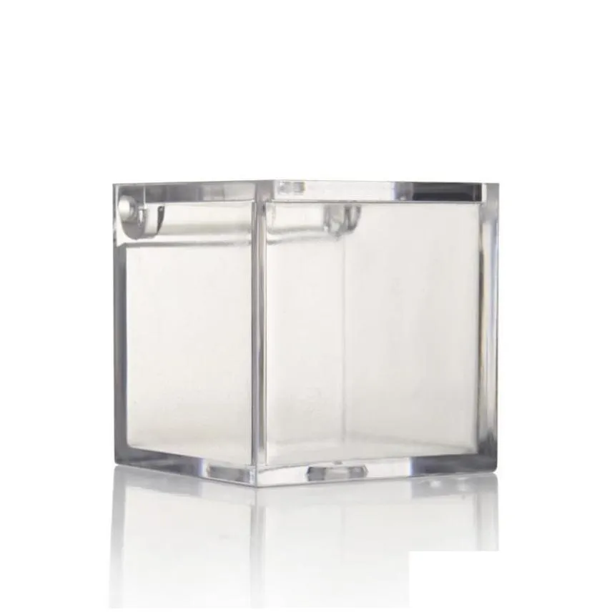 clear acrylic box with lid container gift wrap candy pill tiny jewelry hard plastic square cube storage boxes wedding birthday decor 8cm