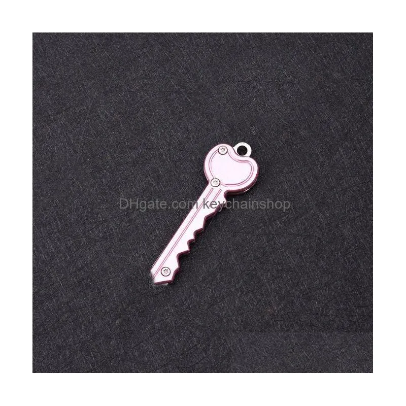 multicolor folding defense mini heart shape keychain bag pendant pocket outdoor security self-defense tool key knife gift 9 colors