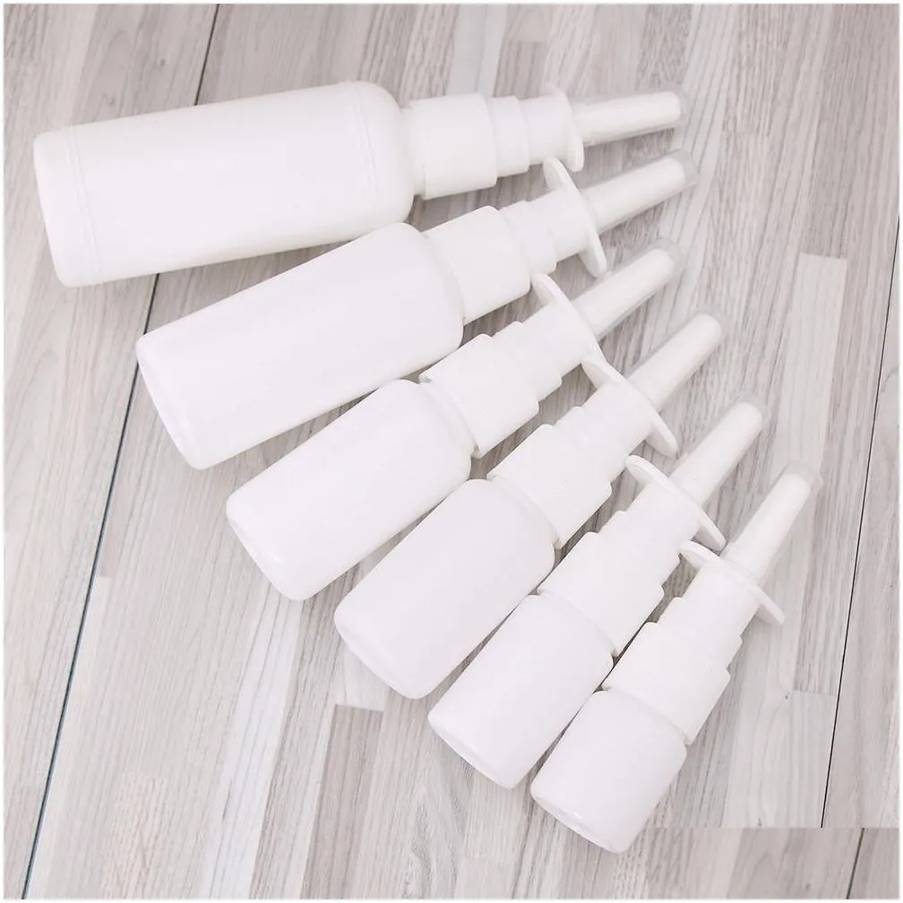 key rings 1pc white vacuum plastic nasal spray bottles pump spray nose fog mist bottle for medical packaging 5ml 10ml 15ml 20ml 30ml swy