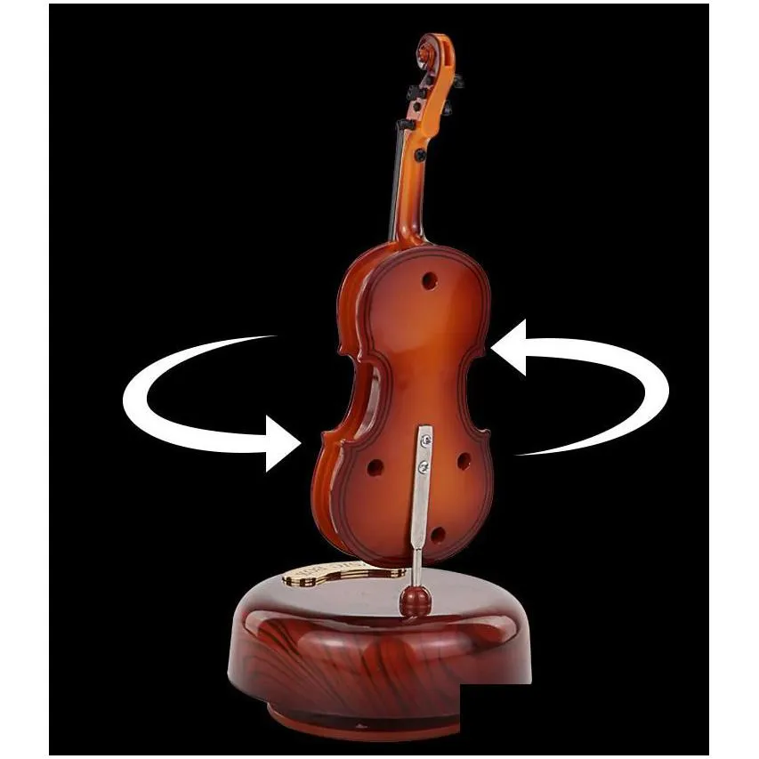 musical rotating violin guitar box - miniature creative artware for christmas party favors instrument collectors