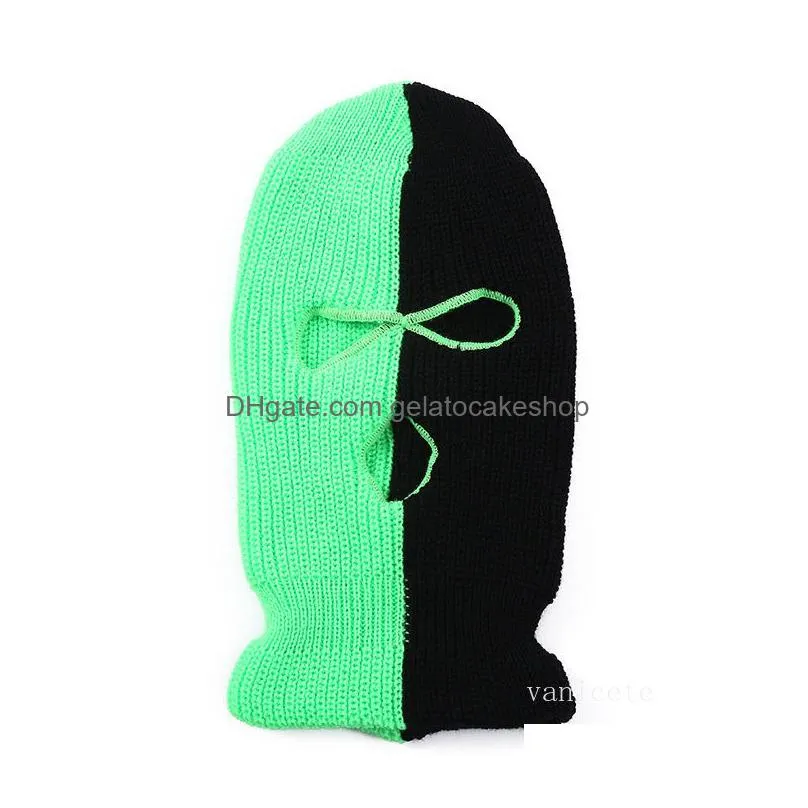 designer masks warm three hole two color knitted hat men and women net red hat neck guard riding hats in autumn and winter lt116