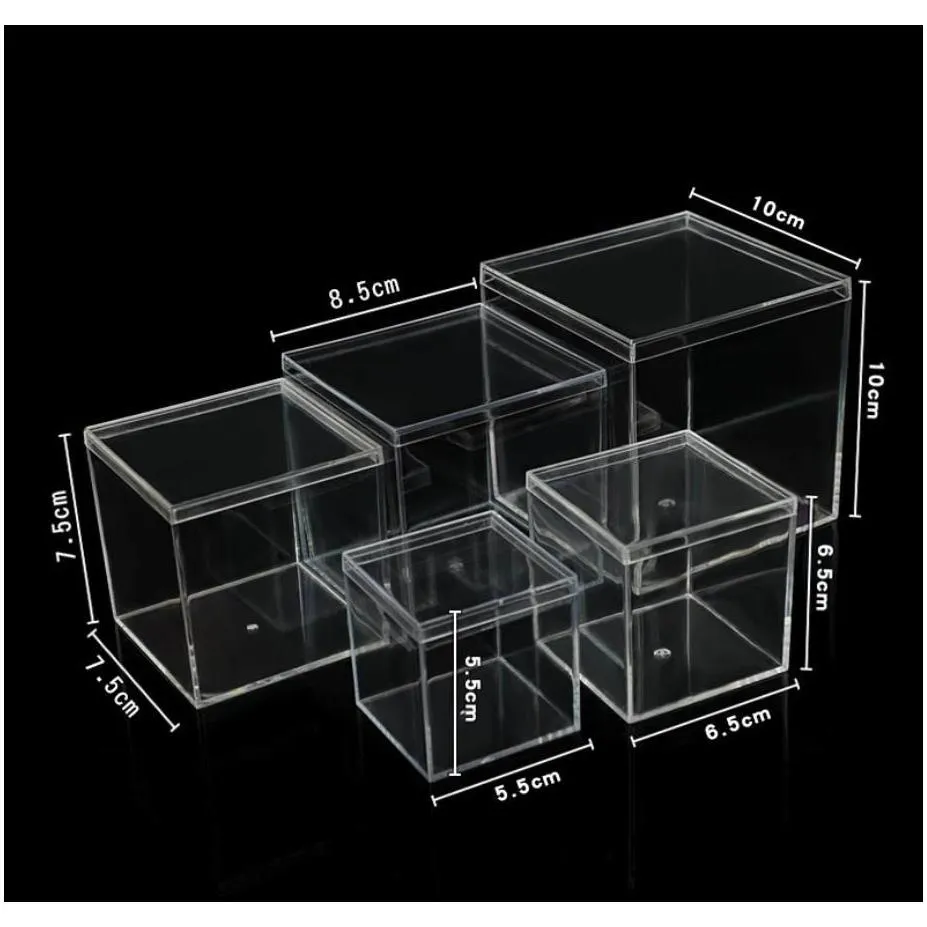 acrylex square gift box display case - clear hard plastic container for parties weddings baby showers birthdays christmas - 3 sizes available 4.5cm 5.5cm 