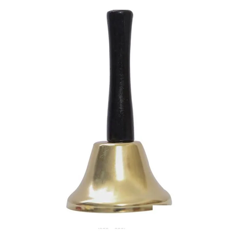 ringjoy brass hand bell loud wedding party noise maker steel cowbell for sporting events cheerleading - gold/silver