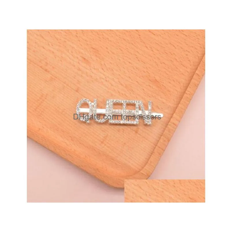 15 styles silver gold letter word rhinestone crystal hairpin hairgrip hairclips hair clip grip pin barrette ornament hair accessories