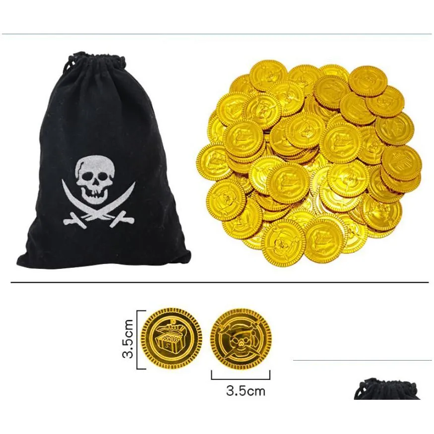 halloween pirate party decoration supplies pirate coins gems bag set drawstring pocket jewelery playset fortheme cosplay costume