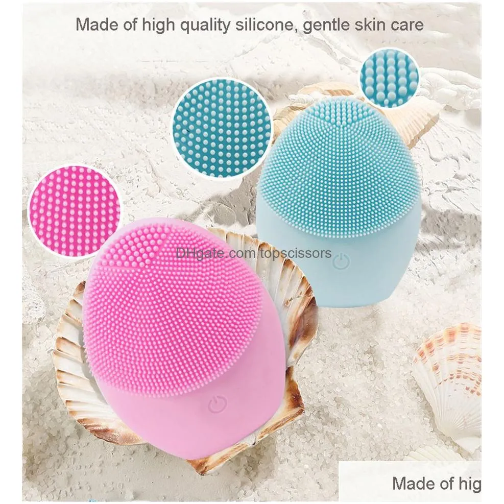 facial cleansing brush sonic vibration face cleaner silicone deep pore cleaning electric waterproof massage brush xbjk1912