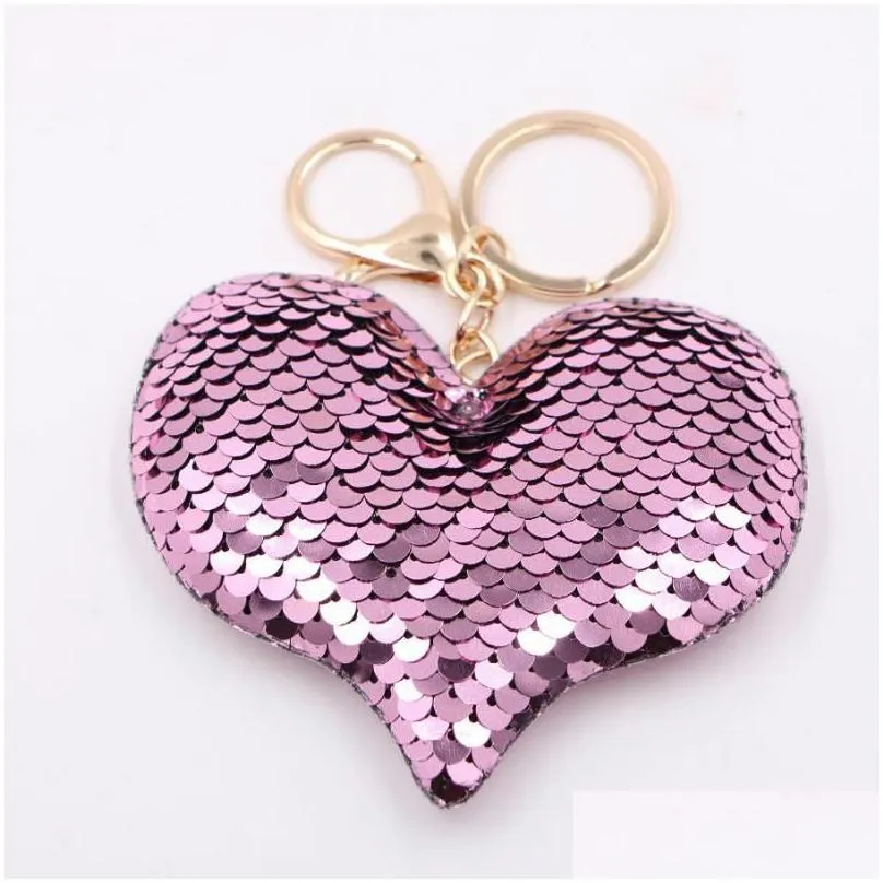 sequin heart keychain set - party favors gifts for women/girls. ideal for mothers day christmas and valentines day.