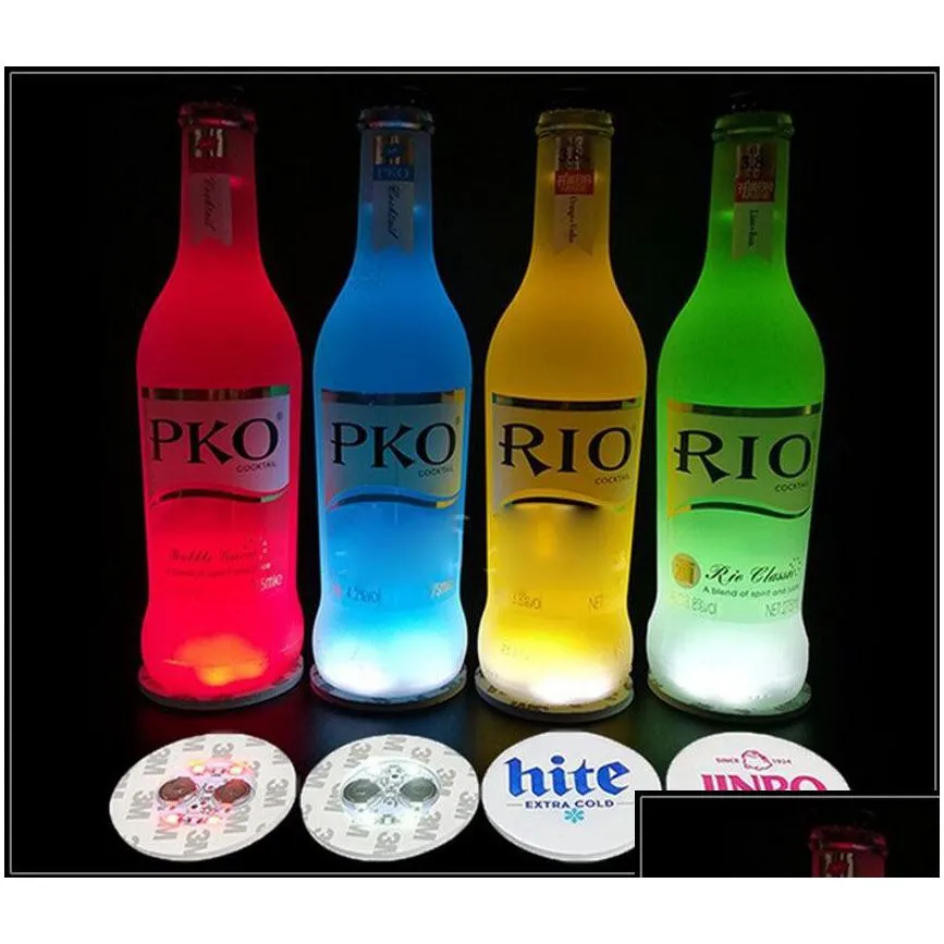 litecoast 6cm led beer coaster colorful stickers flashing lights for bar fun drinks