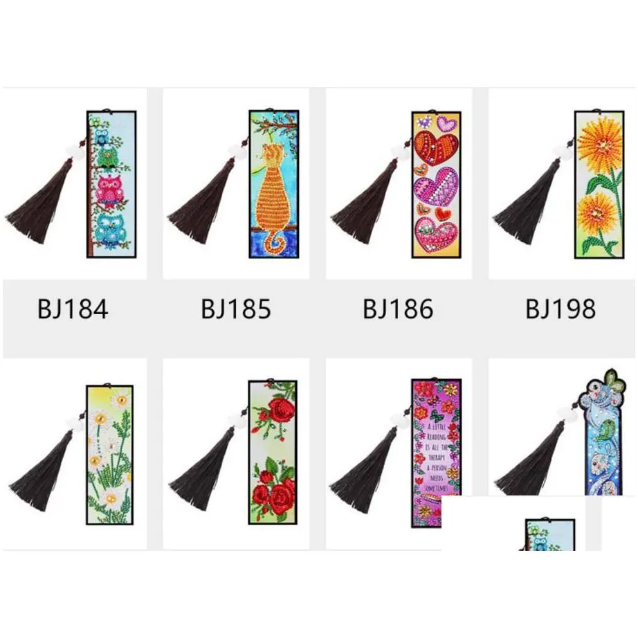 crystalart 5d diamond painting bookmark kit with tassel - diy rhinestones arts for fathers day christmas birthdays parties