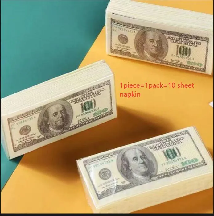 10sheet one hundred us dollar  napkin money full print 2 sided 100 dollar bills stack copy money napkins