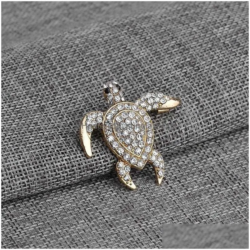 bling full zircon swimming turtle brooch lot badge collar pin jeans sweater brooches for chest pin silk scarf pins breastpin