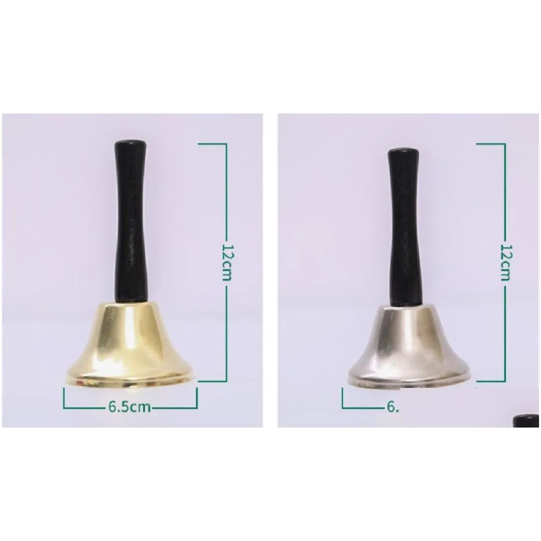 ringjoy brass hand bell loud wedding party noise maker steel cowbell for sporting events cheerleading - gold/silver
