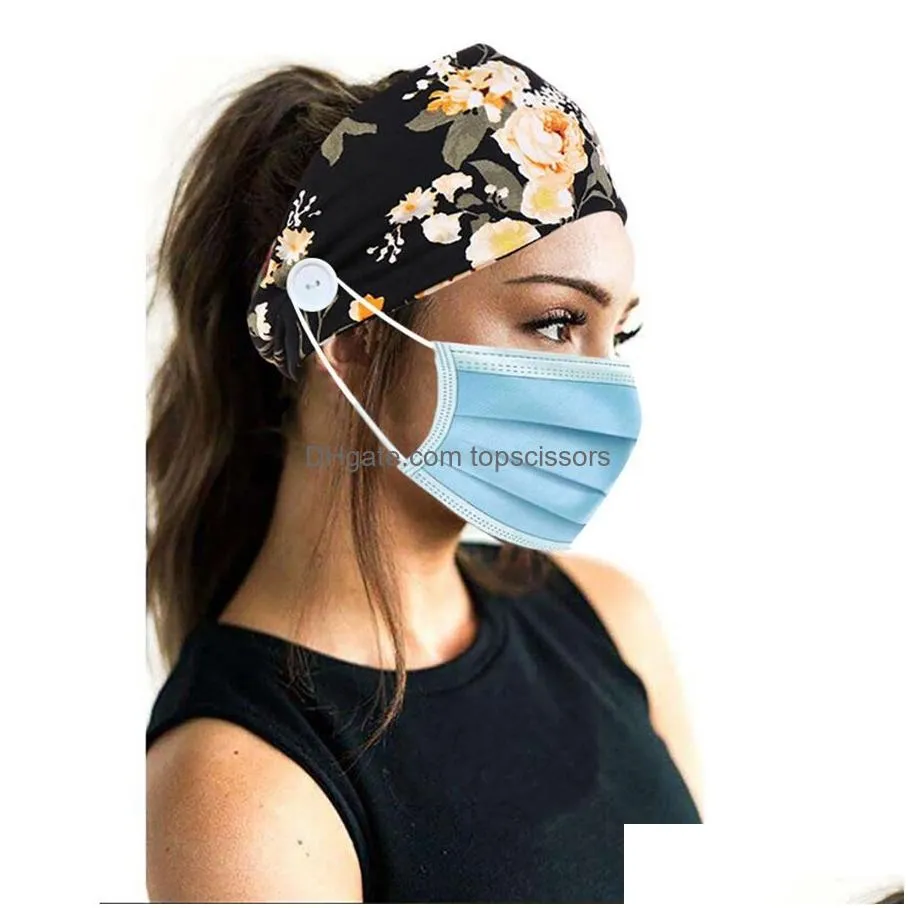 headbands with buttons hair band for holding mask turban headwraps for nurses doctors healthcare workers women girls jk2006xb