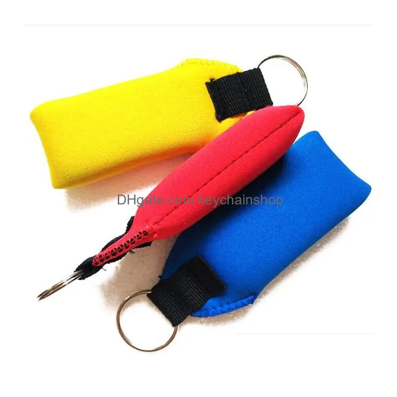 custom logo neoprene floating car keychain sbr diving material creative buoyancy cotton keyring latch for swim dive to prevent losing