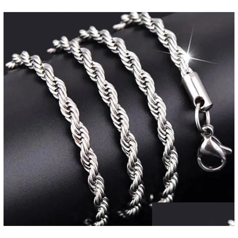 925 sterling silver 2mm twisted rope chain necklaces for women men fashion hiphop jewelry 16 18 20 22 24 inches