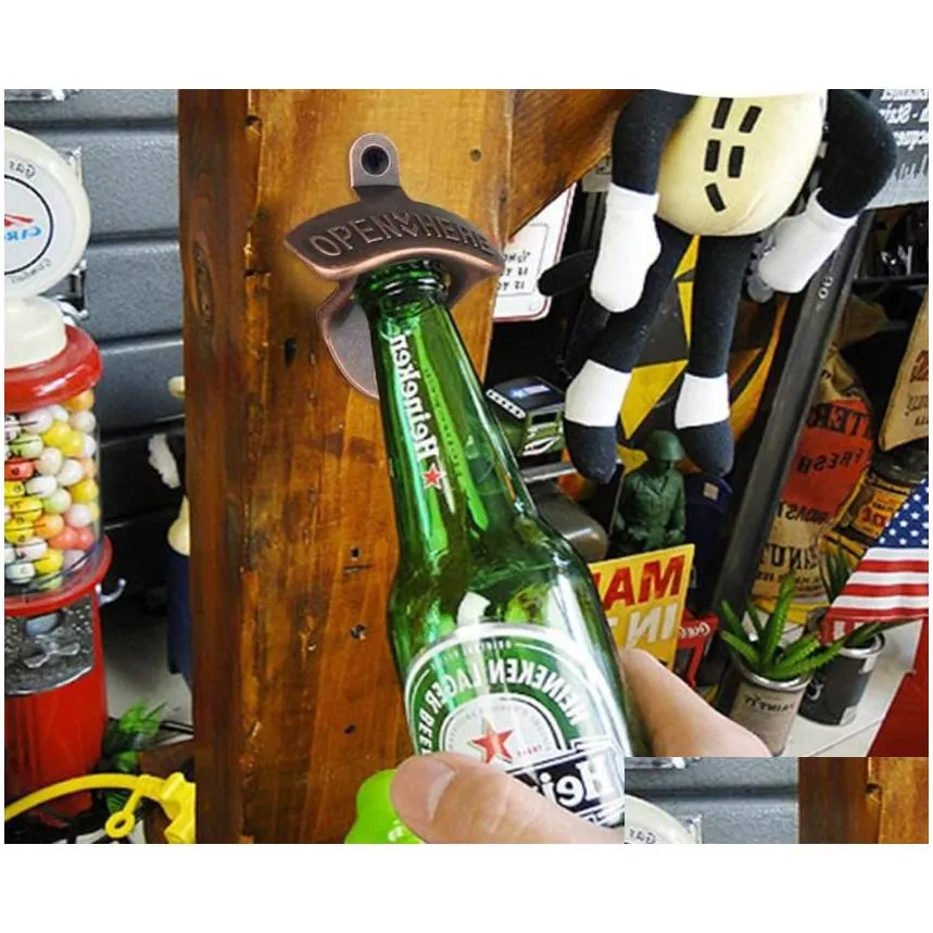 rusticmount wall bottle opener - vintage metal design for bars ktvs homes - perfect gift for men. durable easy to use.