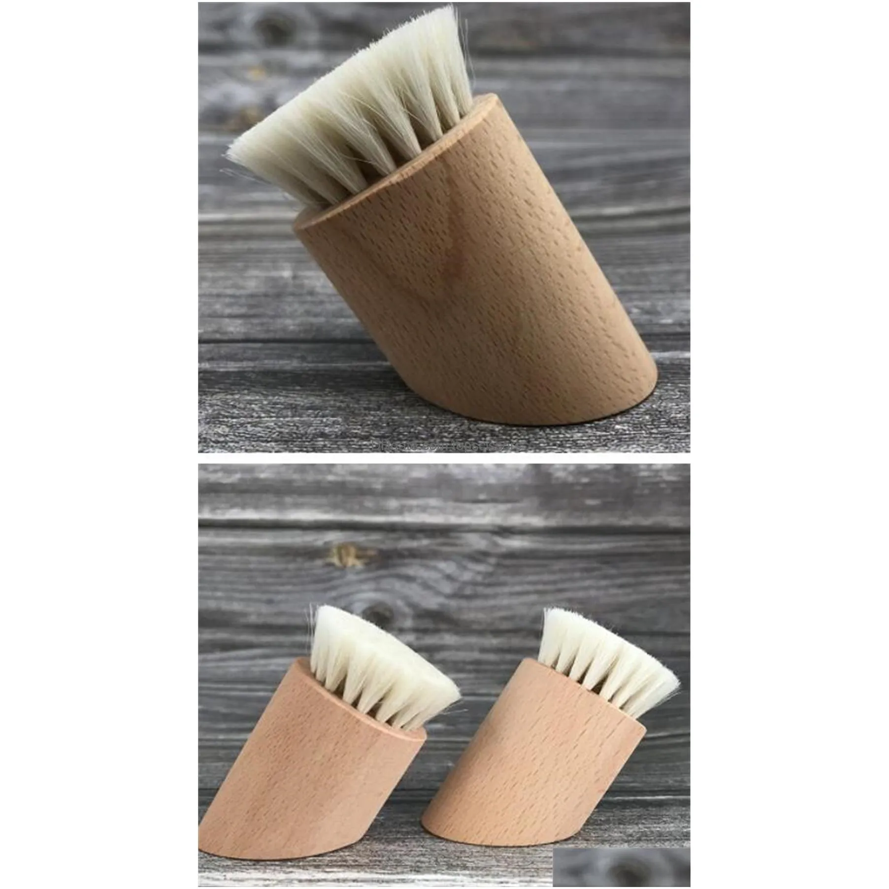 natural goat hair wooden face cleaning brush wood handle facial cleanser blackheads nose scubber baby brushes